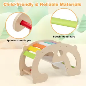 COSTWAY 2-in-1 Rocking Horse Arch for Kids Montessori Climbing Toys with Rocker