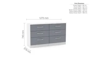 Birlea Lynx 6 Drawer Chest White & Grey