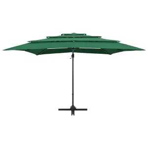 Berkfield 4-Tier Parasol with Aluminium Pole Green 250x250 cm