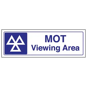 MOT Viewing Area Garage Mechanic Sign - Adhesive Vinyl 450x150mm (x3)