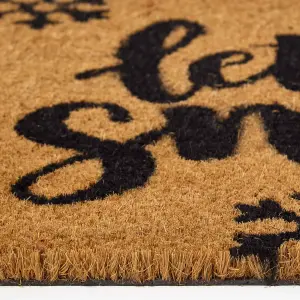 Homescapes Coir Doormat Christmas 'Let It Snow', Natural, 40 x 60 cm