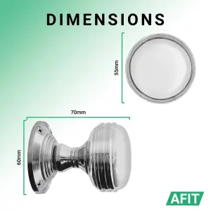 AFIT Lined Door Knobs Polished Chrome - 1 Pair of Mortice Knobs (55mm) for Internal Doors