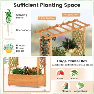 Costway Raised Garden Bed Freestanding Planter Trellis Container w/ Drainage Hole