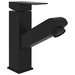 Bathroom Basin Faucet with Pull-out Function Black 157x172 mm