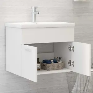 Berkfield Sink Cabinet with Built-in Basin White Engineered Wood