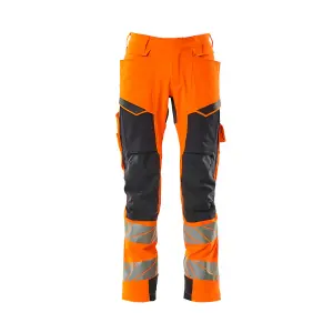 Mascot Accelerate Safe Trousers with Kneepad Pockets - Hi-Vis Orange/Dark Navy  (52.5) (Leg Length - Regular)