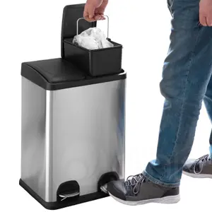 Dihl 40 Litre  Stainless Steel Dual Recycle Pedal Bin 2x 20L With Removable Buckets