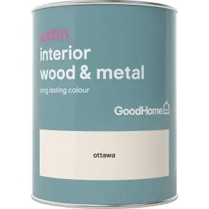 GoodHome Ottawa Satin Metal & wood paint, 750ml