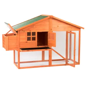 KCT 6ft Chicken Coop With Built In Run With Cover Nest Box Hen House Poultry Cage