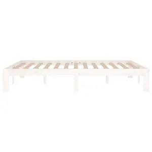 Berkfield Bed Frame White Solid Wood 135x190 cm Double