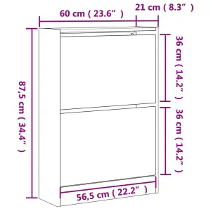 Berkfield Shoe Cabinet Grey Sonoma 60x21x87.5 cm Engineered Wood