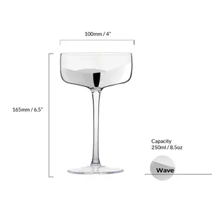 Wave Champagne Saucers (Set of 2) Clear/Silver