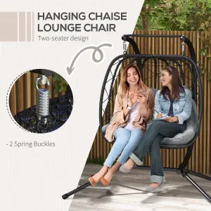 Outsunny PE Hanging Swing Chair w/ Thick Cushion, Patio Hanging Chair, Black