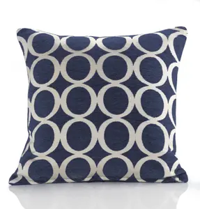 Oh 55cm x 55cm Luxury Geometric Chenille Cushion Blue