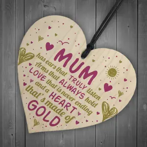 Red Ocean MUM PLAQUE Mothers Day Gift Wooden Heart Thank You Gift Love Sign Gift For Mum Birthday Keepsake