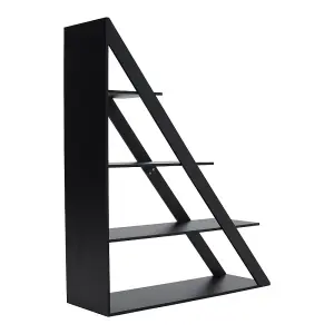 4 Tier Triangle Ladder Shelf Bookcase Cabinet Bookshelf Narrow Storage Display Rack Black