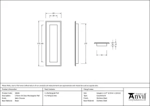 From The Anvil Satin Chrome 175mm Art Deco Rectangular Pull