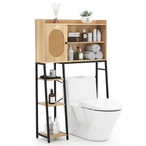 COSTWAY Over The Toilet Storage Cabinet w/Anti-tipping Devices Bathroom Organizer Shelves Toilet Rack