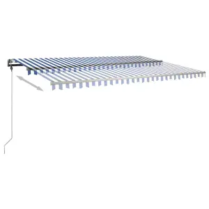 Berkfield Manual Retractable Awning with LED 500x300 cm Blue and White