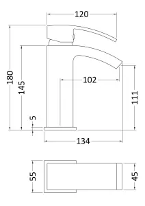 Square Mono Basin Mixer Tap & Push Button Waste  Chrome