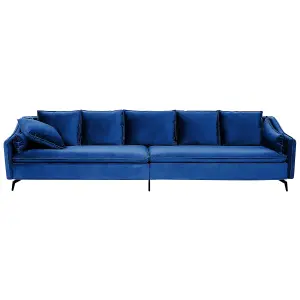 Beliani Modern Velvet Sofa Navy Blue AURE