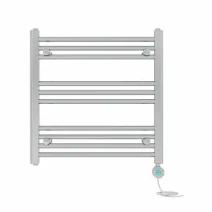 Right Radiators Prefilled Thermostatic Electric Heated Towel Rail Straight Bathroom Ladder Warmer - Chrome 600x600 mm