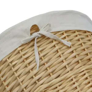 JVL Hand Woven Acacia Round Laundry Willow Basket with Lid, Honey Finish