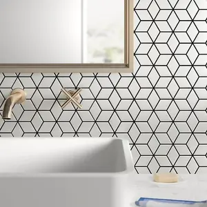 Top Ceramics White Rhombus Mosaic Tile Satin/Matt (L)310 x (W)265mm