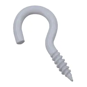 Screw Hook Fasteners Hangers White Plastic Finish 8mm Dia 25mm length 32pc