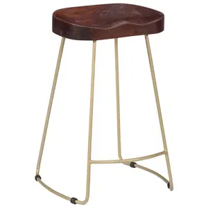 Fulbright Counter Stool with Metal Frame (Set of 2) Walnut / Gold / 62cm