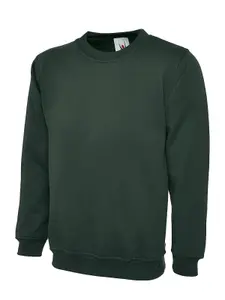 Uneek - Unisex Olympic Sweatshirt/Jumper - 50% Polyester 50% Cotton - Bottle Green - Size S