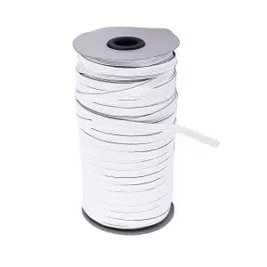 3mm Flat Elastic Band Stretchable Elastic Cord Stretch Strap, White - 100 metres