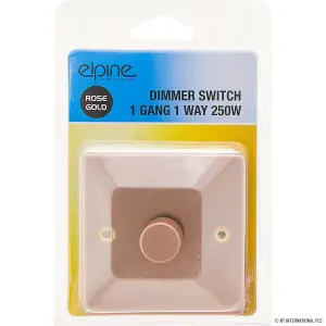 Rose Gold Single Light Dimmer Control Switch 1 Gang 1 Way Fixing Screw Home On/Off Function