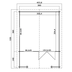 Lasita Osland Luna 2 Log Cabin with Porch - 5m x 3.6m - Traditional Style with Veranda Area