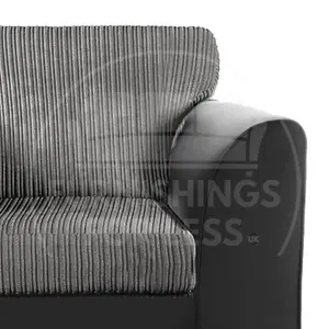 Luxor Jumbo Cord 3 + 1 + 1 Fabric 3 Piece Sofa Suite - Scatter Back Black and Grey