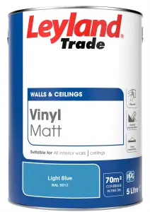 Leyland Trade Vinyl Matt Walls & Ceilings Emulsion Paint Light Blue (RAL 5012) 5L