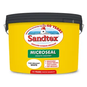 Sandtex Microseal Pure brilliant white Masonry paint, 10L