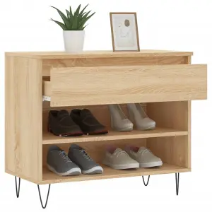 Berkfield Shoe Cabinet Sonoma Oak 70x36x60 cm Engineered Wood