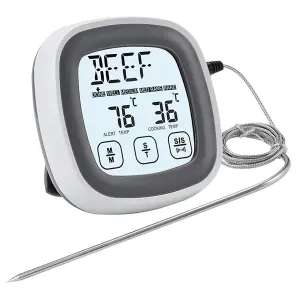 Digital Instant Read Meat Thermometer with Probe, Stand, Magnetic Back & Timer for BBQ, Oven, Grill, Frying, Food Cooking