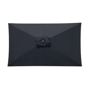 SunDaze Black Replacement Parasol Fabric Garden Umbrella Canopy Cover for 3X2m 6 Arm Parasols