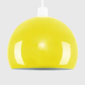 ValueLights Arco Yellow Ceiling Pendant Shade and B22 GLS LED 10W Warm White 3000K Bulb