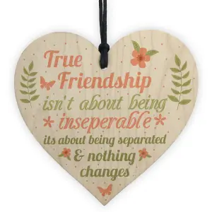 Red Ocean True Friendship Gift Best Friend Sign Handmade Wood Heart Chic Plaque Birthday Thank You Gift