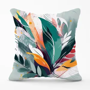 Coloured Abstrace Feather Leaves Cushions 45cm x 45cm