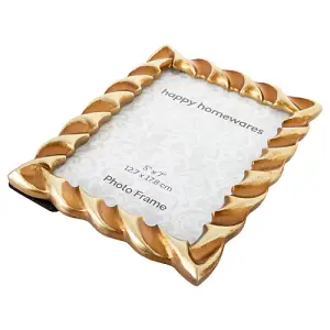 Modern Designer Resin 5x7 Picture Frame with 3D Ripple Edge in Two Tone Gold