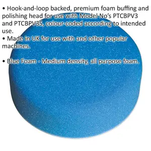 Versatile Buffing and Polishing Foam Head - 150mm Diameter - Medium Density Hook-and-Loop