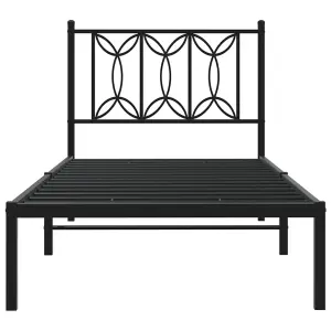 Berkfield Metal Bed Frame without Mattress with Headboard Black 90x190cm