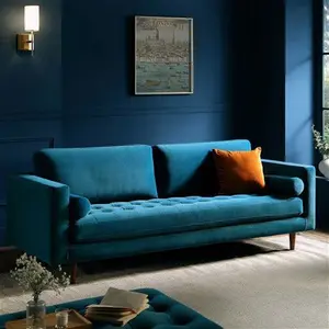 Henrietta Large 3-Seater Sofa, Teal Velvet - Daals - Sofas