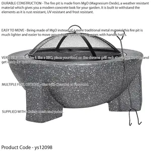 75cm Dark Grey Round Fire Pit - Versatile BBQ Grill and Garden Heater for Parties