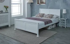 Rest Relax Malvern White Wooden Bed Frame - King 5ft