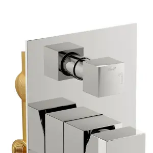 Nes Home Concealed Twin Shower Mixer Valve with Built in Diverter Chrome Brass